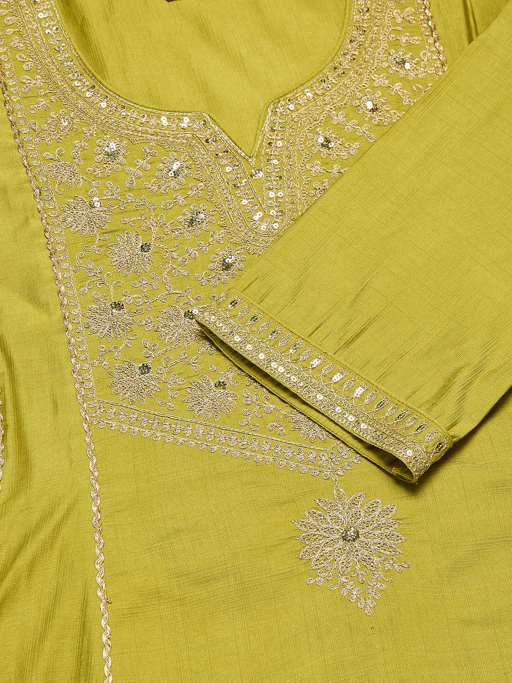 Neon Silk Embroidered Anarkali Kurta Set with Dupatta