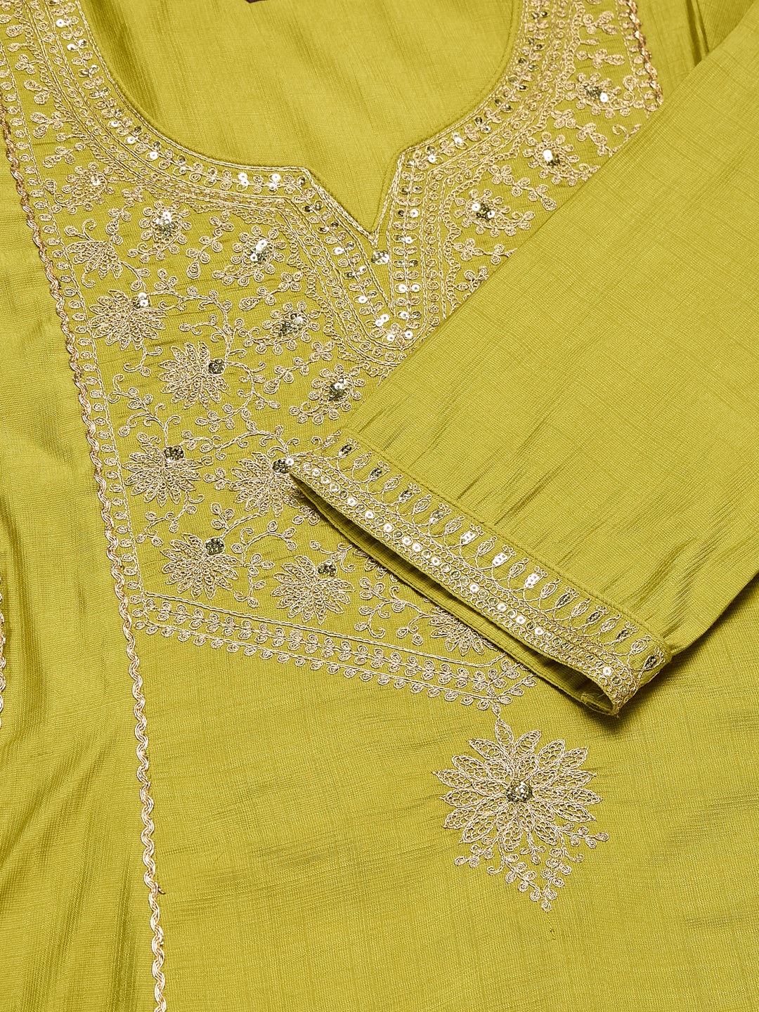 Neon Silk Embroidered Anarkali Kurta Set with Dupatta