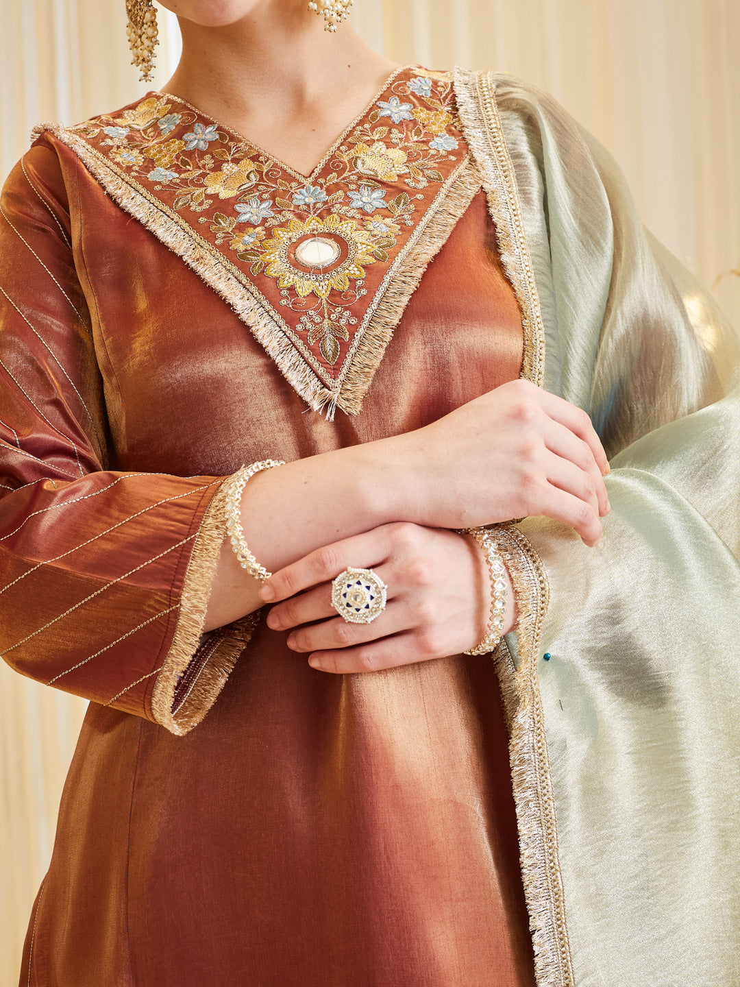 Trendy Maroon Silk Embroidered Farshi Set With Dupatta Set For Women