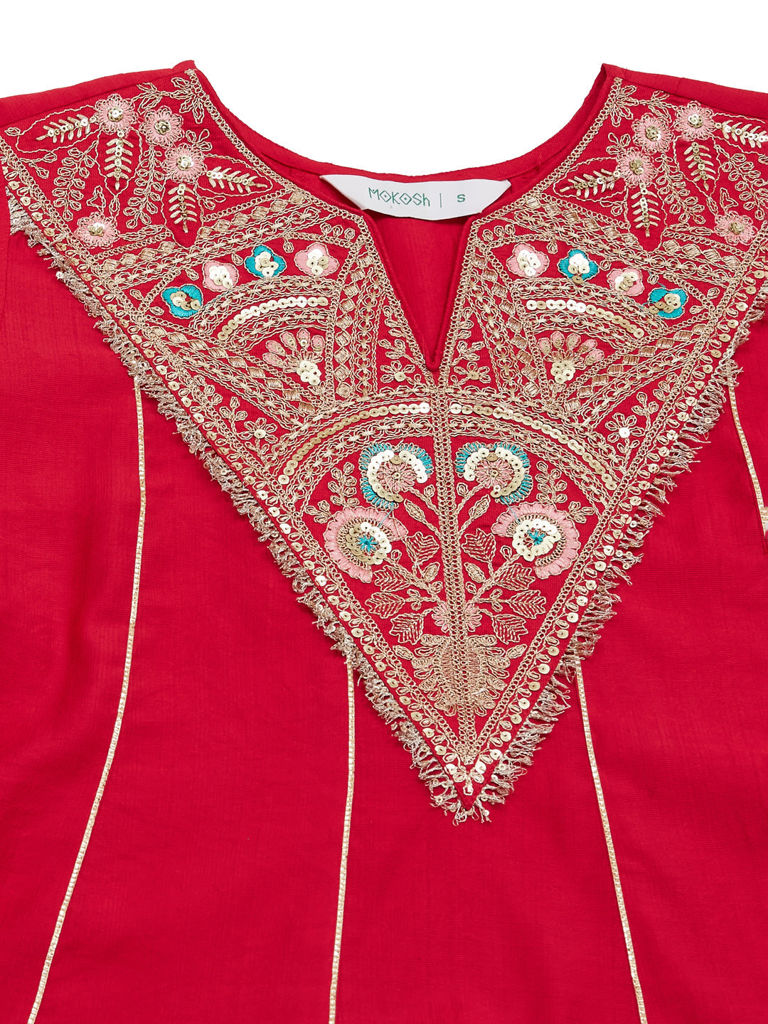 Traditional Rani Silk Embroidered Anarkali Suit Set With Dupatta For Women