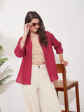 Red Cotton Button-Down Office & Casual Wear Shirt